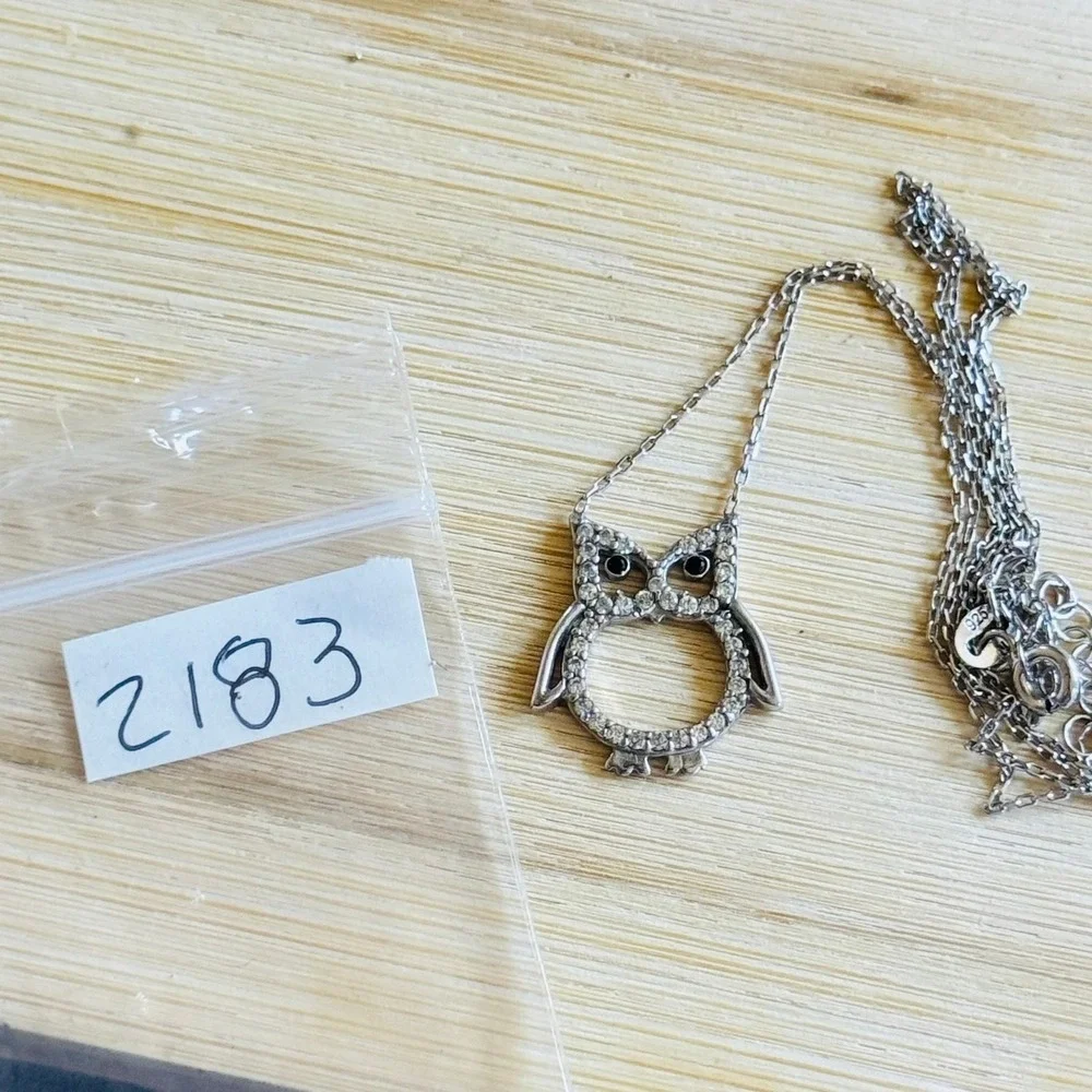 Greek Owl Pendant Necklace Whimsical Chain Sterling Silver 925 N‎ Authentic 17